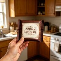 Sachet d'emballage alimentaire personnalisé écologique thermoscellable marron mat avec feuille d'or pour chocolat