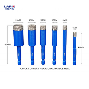Punta Diamantata per Foratura LARIX per Dekton e Piastrelle Ceramiche con Attacco Esagonale Tedesco/<span class=keywords><strong>Italiano</strong></span> M6/M8, Filettatura Brasata HSS, Lunghezza 80mm - Product Image 2