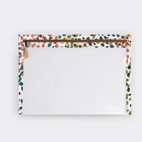 Pochette transparente en PVC durable à motif floral imprimé personnalisé avec fermeture éclair pour travaux d'aiguille, sac de rangement transparent pour points de broderie, sac de projet transparent