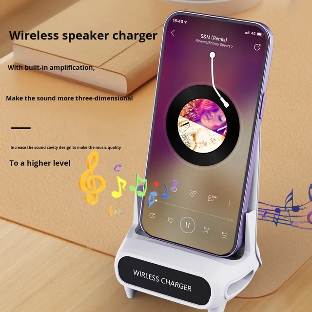 Lazy Chair Auto Sensing Fast Charging Protocol 15W Horizontal Vertical Watching Amplifier Wireless Charger Phone Stand