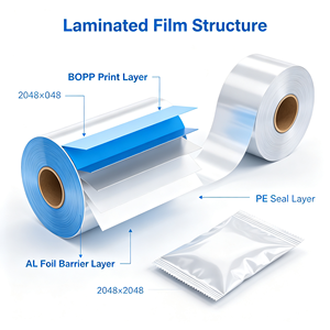 Film d'emballage laminé en BOPP de qualité alimentaire imprimé sur mesure, film transparent brillant pour l'emballage de bonbons, biscuits et en-cas - Product Image 2