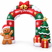Arche gonflable de Noël avec arbre et boîtes cadeaux en forme d'homme en pain d'épices, Arche Joyeux Noël pour la décoration extérieure de jardin, pelouse et fête