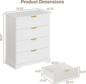 Mueble <span class=keywords><strong>de</strong></span> <span class=keywords><strong>Entrada</strong></span> Personalizado con 4 Cajones para Dormitorio, Cómoda con Tiradores Metálicos, Cajonera <span class=keywords><strong>de</strong></span> Madera para Sala <span class=keywords><strong>de</strong></span> Estar - Product Image 3