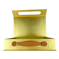 Caja de Regalo Magnética Autoarmable de Cartón Dorado de Lujo, Reciclable, con Logotipo Personalizado en Relieve, Recubrimiento UV, para Perfumes y Velas