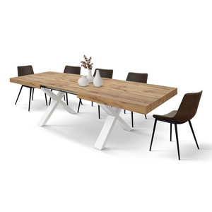 <b>Rustic</b> Oak <b>Dining</b> <b>Table</b> 180x90 White Crossed Legs Indoor Use - Product Image 4