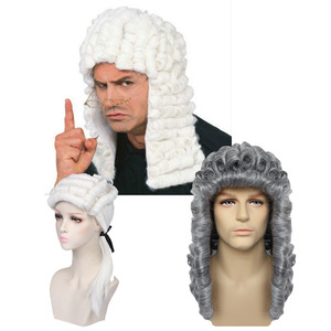 Perruque synthétique bouclée pour adulte, déguisement d'halloween, <span class=keywords><strong>avocat</strong></span>, Cosplay, accessoires de Performance - Product Image 1