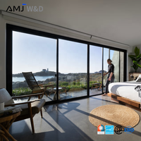 Portes coulissantes en aluminium NFRC à cadre fin et robuste AMJ, portes de patio modernes à grande vue pour villas de luxe
