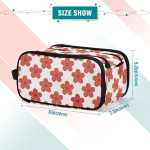 Hawaiian Hau Flower Design Large Capacity Waterproof Zipper Portable Travel Makeup Cosmetic Bag Organizer Soft Handle for Women - Product Image 4