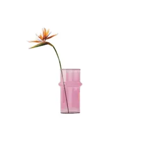 粉色玻璃花瓶家居装饰桌面花玻璃花瓶制造供应