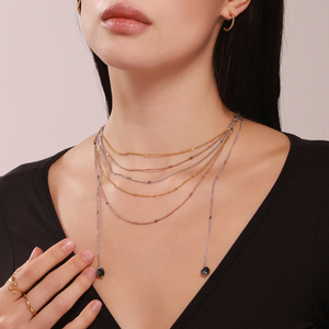 316L thép không gỉ 18K vàng PVD mạ nhiều lớp chuỗi búa <span class=keywords><strong>8</strong></span> ký tự hình bên chuỗi đá tự nhiên tua Vòng cổ - Product Image 5