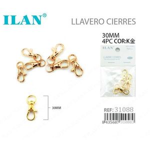 Moschettoni Portachiavi Ilan 30mm Oro K Confezione da 4 Pezzi - Product Image 1