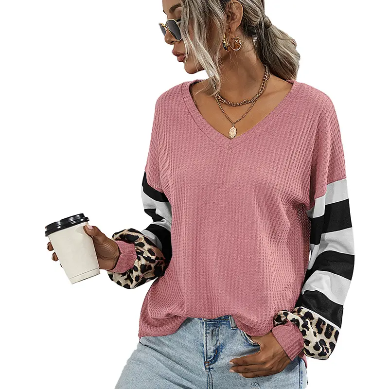 Оптовая продажа, Женская Полосатая футболка с длинным рукавом, Женская осенне-зимняя одежда Ebay Amazon Wish