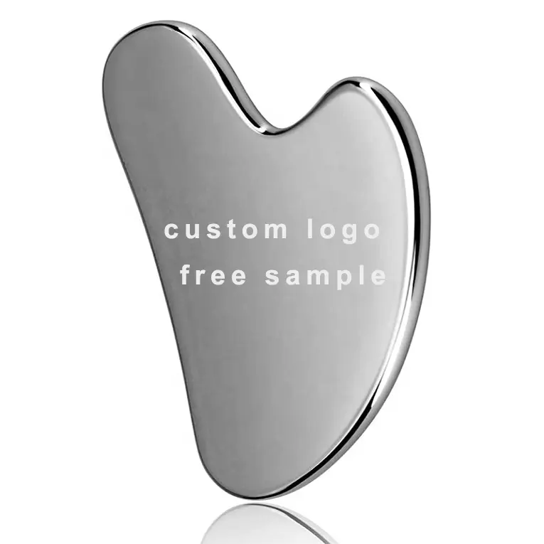 Custom Logo Metal Guasha Beauty Face Neck Body Massage Tool Stainless Steel Metal Gua Sha Scraping