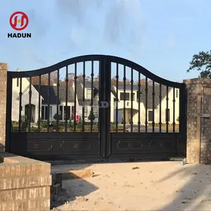 Desain gerbang besi rumah kualitas tinggi, gerbang besi logam untuk villa