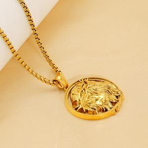 Collares Lincy con Corona de Espinas para Hombre, Joyería de Moda, Cadena de Caja de Acero Inoxidable que No se Deslustra, Colgante Redondo Católico de Jesús en Oro de 18K - Product Image 4