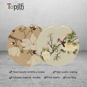 Topjlh sous-verres de voiture en céramique à sublimation avec logo personnalisé sous-verre porte-gobelet en gros pour voiture sous-verres ronds en céramique pour voiture - Product Image 3