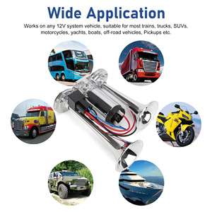 Bocina Eléctrica Metálica de Doble Tubo 12V Plateada Tipo Integrado para Montaje Frontal en Motocicleta - Product Image 4