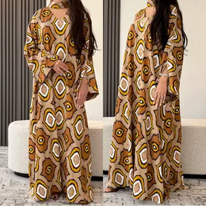 2264 Kuwii Factory sale Ramadan Eid Arab khaliji abaya Muslim fashion printing caftan marocain kaftan for women