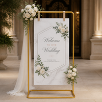 Support de panneau métallique rectangulaire doré robuste pour décoration de bienvenue de mariage, cadre de toile de fond d'événement de 180 cm de hauteur