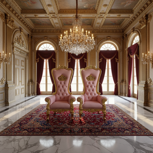 โซฟาบัลลังก์สีชมพูพนักพิงสูงหรูหราสำหรับงานแต่งงาน เก้าอี้บัลลังก์เพชรสำหรับพระราชาและพระราชินี - Product Image 2