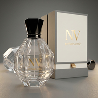 Flacon de parfum en verre polygonal de luxe vide personnalisé en usine, 100 ml, avec pompe pulvérisatrice et capuchon, fond épais, vente en gros