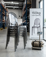 Chaises Ghost en plastique transparent au design moderne, empilables, pour hôtel, école, salle à manger, salon, usage commercial