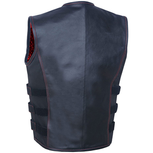 Chaleco de Cuero para Hombre, Informal, de Invierno, Transpirable, de Alta Calidad, 100% Poliéster, Color Sólido - Product Image 4