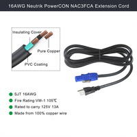 Câble d'extension d'alimentation compatible professionnel 125V/13A 16 AWG 3 conducteurs NEMA 515P à PowerCON 10 pieds