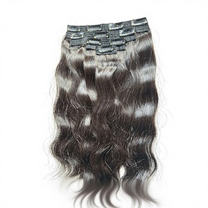 Extensions de cheveux noires à clipser en gros, qualité supérieure, cheveux humains vietnamiens - Product Image 1