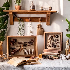 Legno massello eco-friendly Vintage fatto a mano tridimensionale Flip Photo Frame pianta fiore essiccato appeso a parete decorativo vuoto - Product Image 3