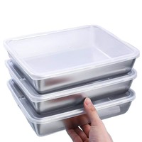 Yolecen Lot de 5 boîtes à lunch rectangulaires réutilisables en acier inoxydable avec couvercle en PP, chauffables au micro-ondes, étanches, pour le stockage des aliments et les collations