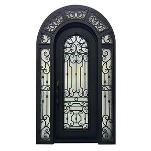 Portail extérieur moderne <span class=keywords><strong>en</strong></span> <span class=keywords><strong>fer</strong></span> <span class=keywords><strong>forgé</strong></span> noir de qualité supérieure avec design <span class=keywords><strong>en</strong></span> arche, aspect luxueux, surface finie <span class=keywords><strong>pour</strong></span> <span class=keywords><strong>entrée</strong></span> de jardin - Product Image 2