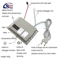 Désembueur intelligent 220V 5A 60W avec grand bouton, capteur tactile couleur unique, affichage LED de l'heure et de la température, IP22, détection 1,5m-3m
