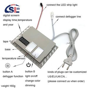 DC 12V 5A 60W buğu akıllı tek renk dokunmatik sensör anahtarı Led ayna dokunmatik ayna ile zaman sıcaklık göstergesi - Product Image 2