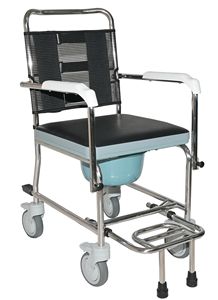 Chaise de toilette de réadaptation, fauteuil de bain à roulettes en aluminium, fauteuil de toilette portable pour personnes âgées - Product Image 2