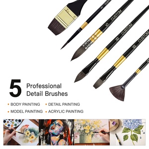 6 pinceaux plats écologiques en poils synthétiques d'écureuil pour aquarelle et peinture artistique, fournitures d'art en gros, pinceaux de peinture scolaire - Product Image 3