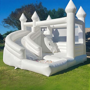 Château gonflable populaire <span class=keywords><strong>bleu</strong></span>, rose et blanc en PVC avec fosse à balles et toboggan, château gonflable commercial complet pour les fêtes et les événements - Product Image 3