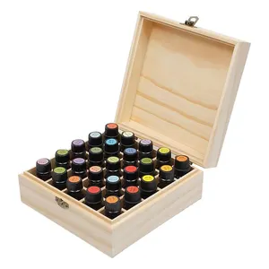25 Slots Wooden Aromatherapy Essential Oil Carrying Case Wood Essential Oil Storage Box