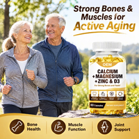 Complément alimentaire végétalien naturel multi-vitamines D3, calcium, magnésium, zinc pour les os et les articulations, avec logo personnalisé, pour adultes, pour le système immunitaire