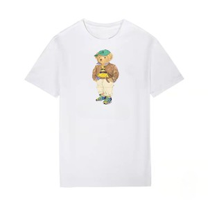 Camiseta de algodón informal y moderna para <span class=keywords><strong>mujer</strong></span>, <span class=keywords><strong>Lauren</strong></span>, con cuello redondo, manga corta, con estampado de oso, top de punto transpirable para verano - Product Image 4