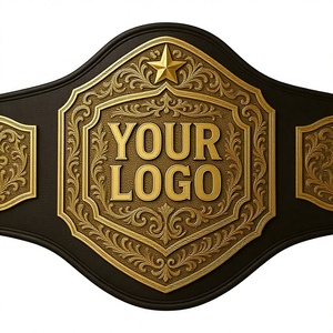 El mejor cinturón de campeonato corporativo personalizado para Winifight Wrestling Pure Leather Company Events Winner Trofeos - Product Image 1