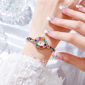 Montre pour femmes tendance, bracelet en cristal coloré, montre-bracelet à quartz pour femmes, style bijoux - Product Image 5