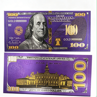 Faux billets de banque réalistes en feuille d'or de 100 dollars américains, collection artistique, billet de banque noir USD, 100 dollars pour fête