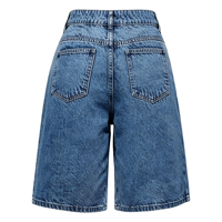 Celana Pendek Denim Wanita High Waist Wide Leg Jorts Model Baggy Bermuda Gaya 90an Streetwear 5 Kantong Grosir