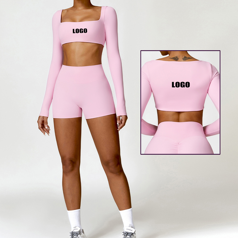 Winter Tight Yoga Gym Wear Padded Workout Sports Long Sleeved Crop Top Deportivo Fitness T Shirts Pour Femme
