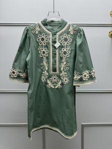 Vestido Mini de Manga Corta Estilo Étnico Vintage para Mujer, Vestido de Moda con Cuello Redondo y Bordado Floral Intenso - Product Image 3