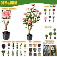 Ruopei - Nouvelle plante artificielle réaliste sans odeur en PE, camélia rose en pot, faux arbre fleuri pour la décoration intérieure et extérieure