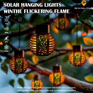 वाटरप्रूफ आउटडोर सौर पेंडेंट फांसी लालटेन फ्लैकरिंग लौ बगीचे के पाटियो यार्ड ट्री कैंपिंग सजावट के लिए प्रकाश का नेतृत्व किया - Product Image 2