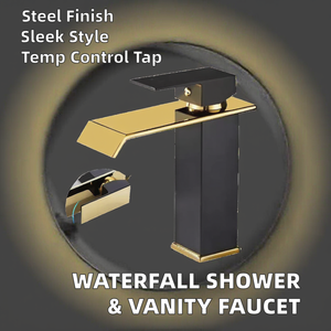 Robinet de douche thermostatique cascade de luxe en acier inoxydable noir et or, moderne, à poignée unique, pour lavabo de salle de bain, vente chaude - Product Image 4