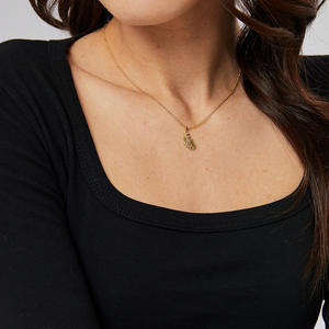 Élégant collier pendentif en laiton avec plumes ornées de diamants Offre Spéciale à la mode Style religieux chaîne à maillons anniversaire cadeau religieux - Product Image 3